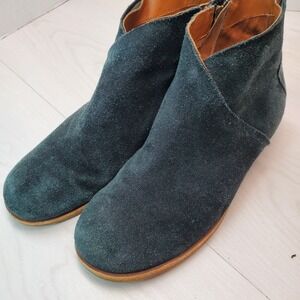 Kork Ease Suede Ankle Boots‎ Side Zip Low Heel Women 8.5 M Black